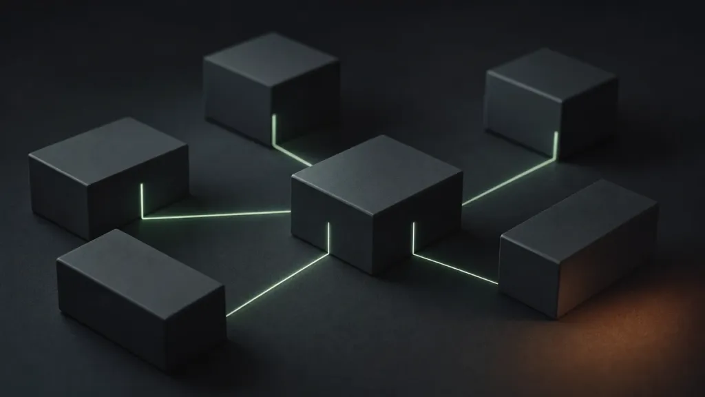 Matte Module fließen über feine Sage-Lichtlinien zu einem Ganzen zusammen