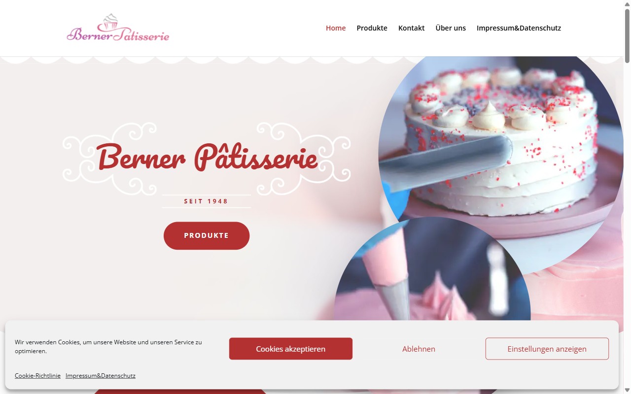 Screenshot der Website von Berner Pâtisserie