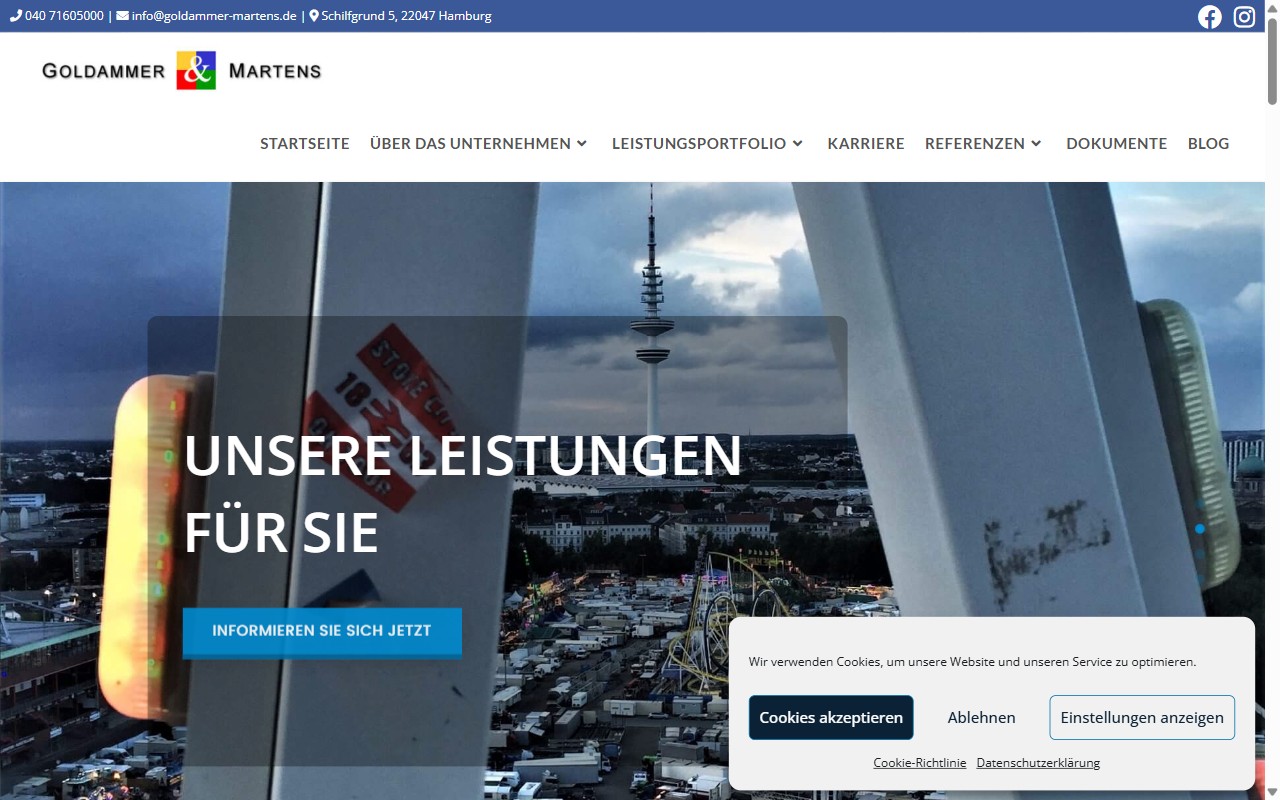 Screenshot der Website von Goldammer und Martens